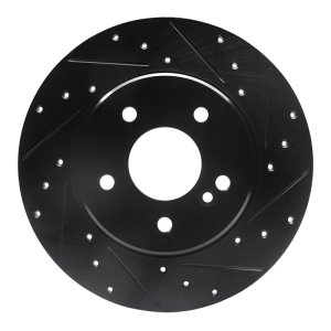 Mercedes-Benz E320 Brake Rotor (1) - Rear Right - R1 Concepts - Drilled & Slotted - Black - `98-`03